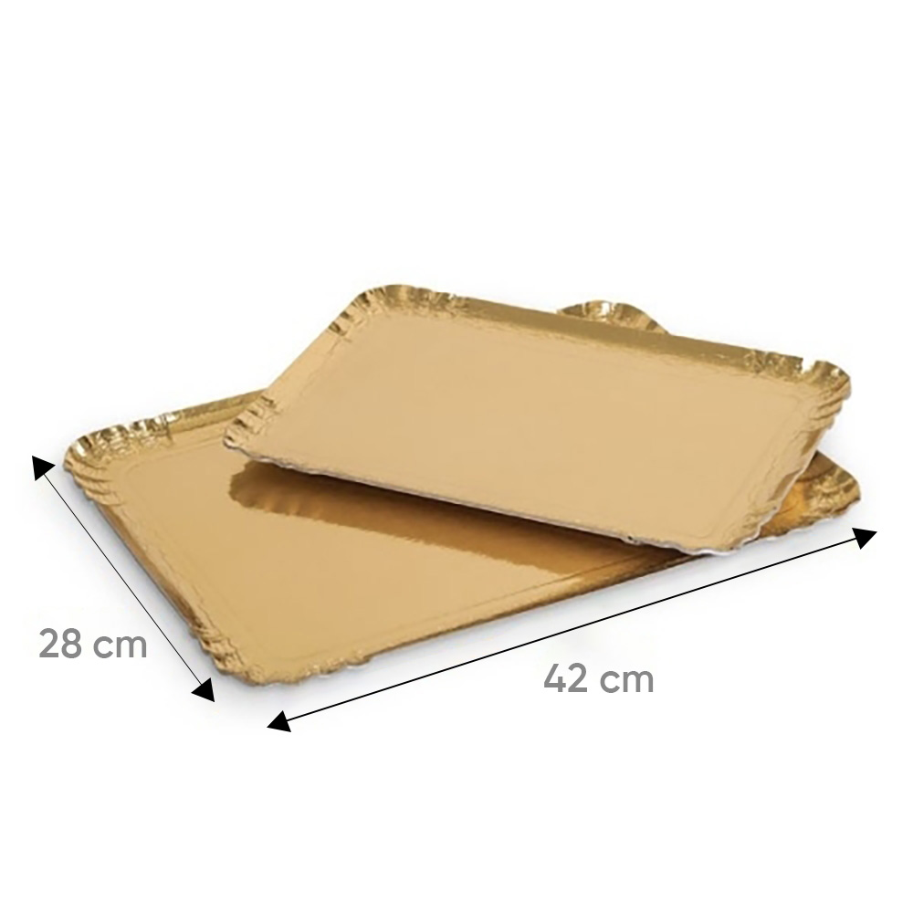 Plateau traiteur en carton or 42x28 cm